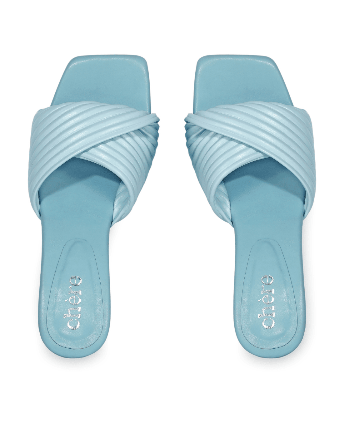 Pastel Blue Twisted Strap Block Heels