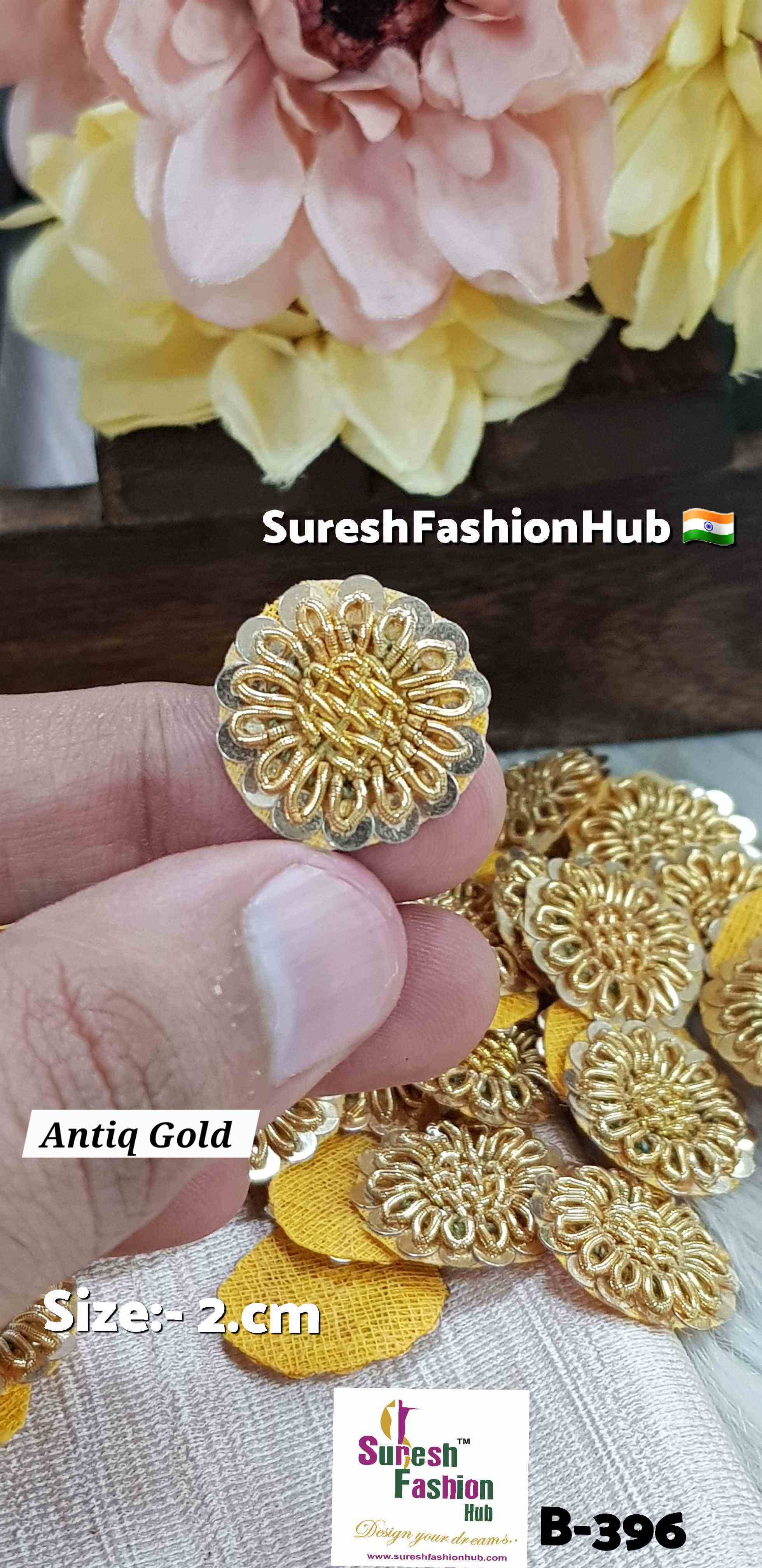 Antique Gold Elegance Zardosi Floral Buttie