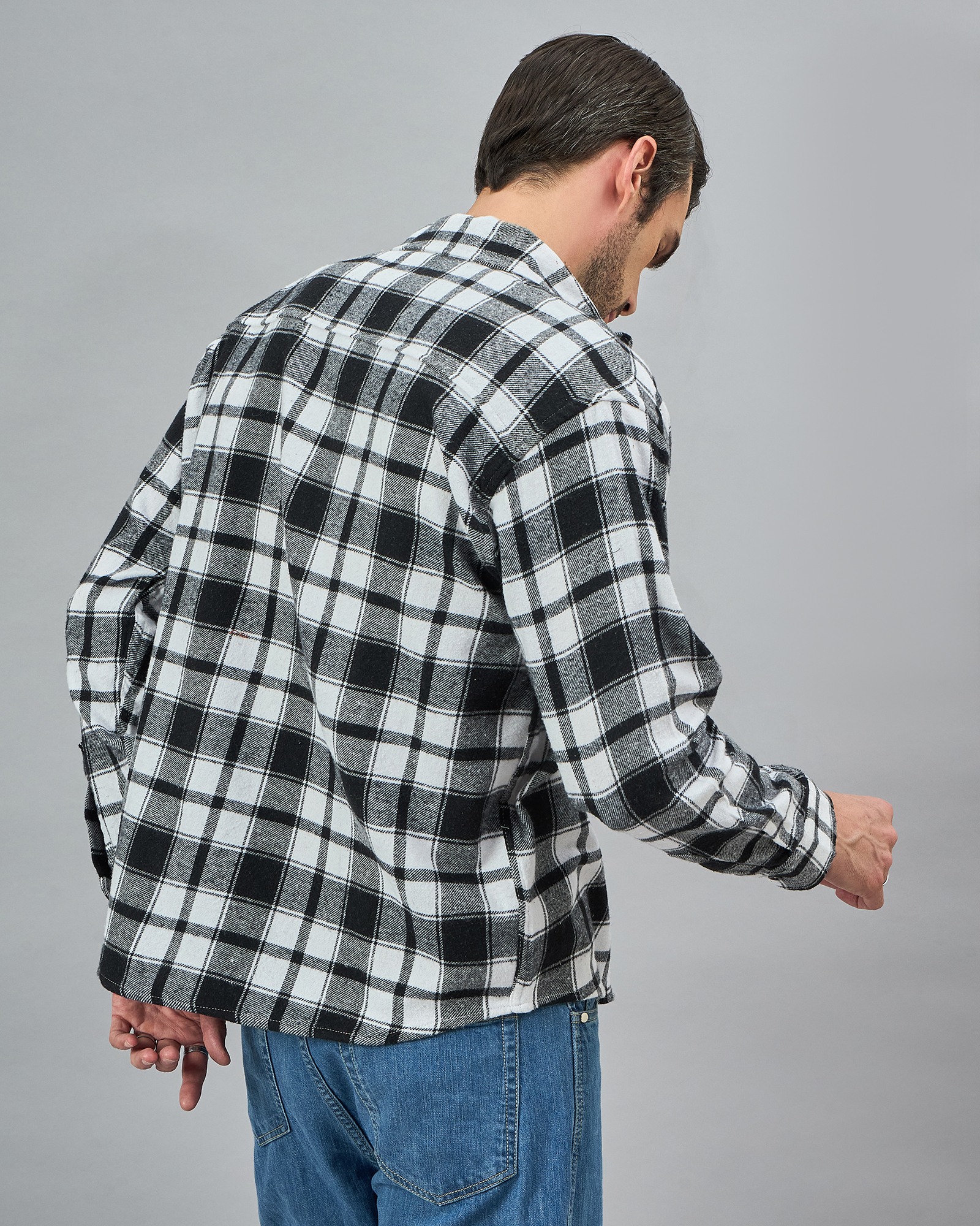 Chimpaaanzee Men Black & White Oversized Fit Shirt
