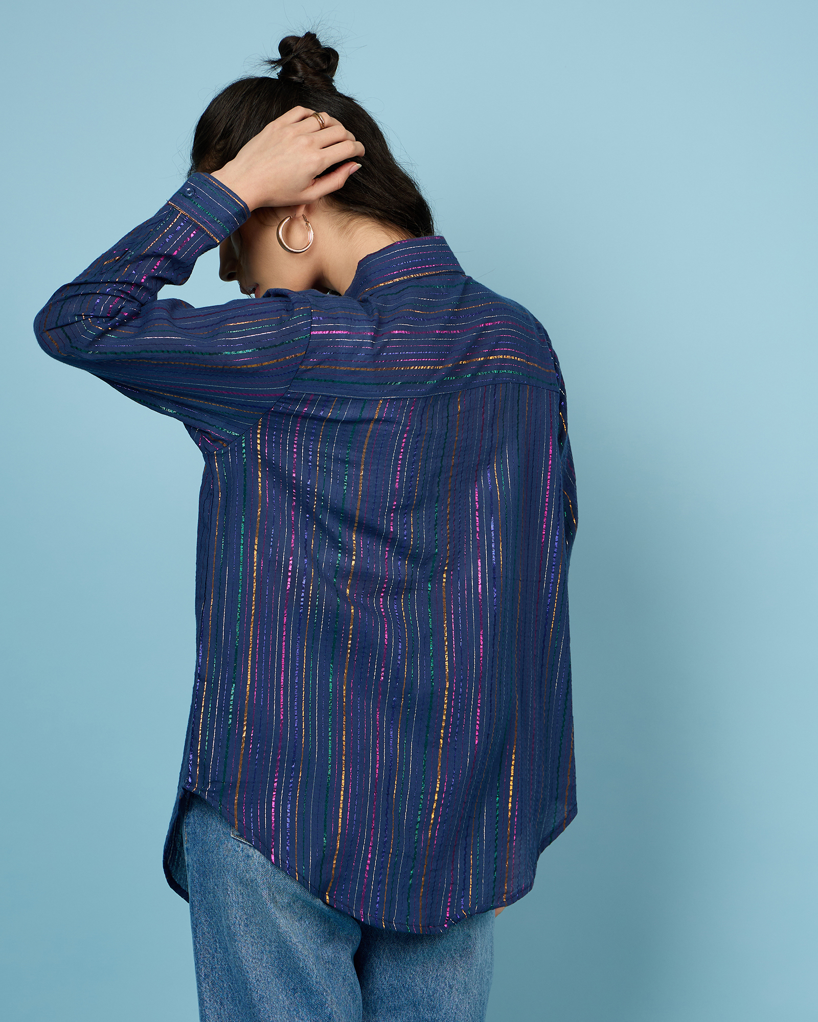 Chimpaaanzee Women Navy Oversized Shirt