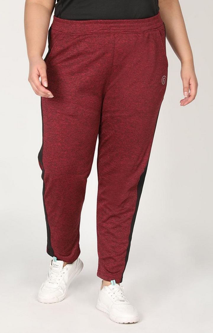 CHKOKKO | Women's  Red Solid Polyester Trackpants