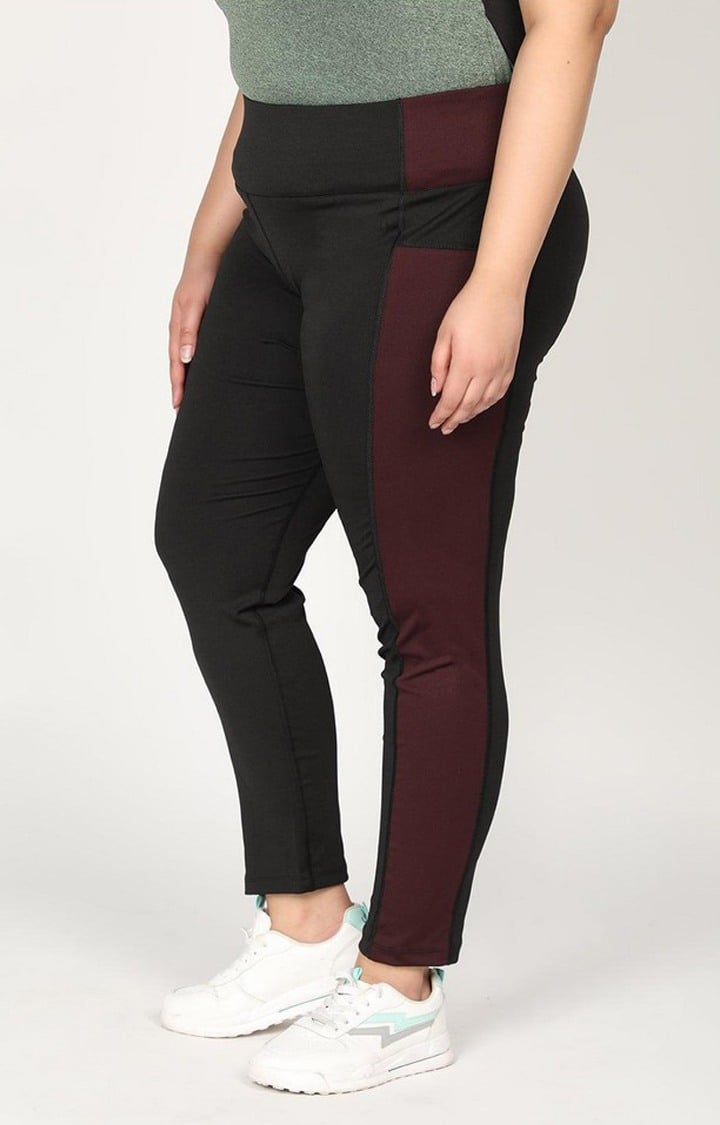 Women's  Black Solid Polyester Tights