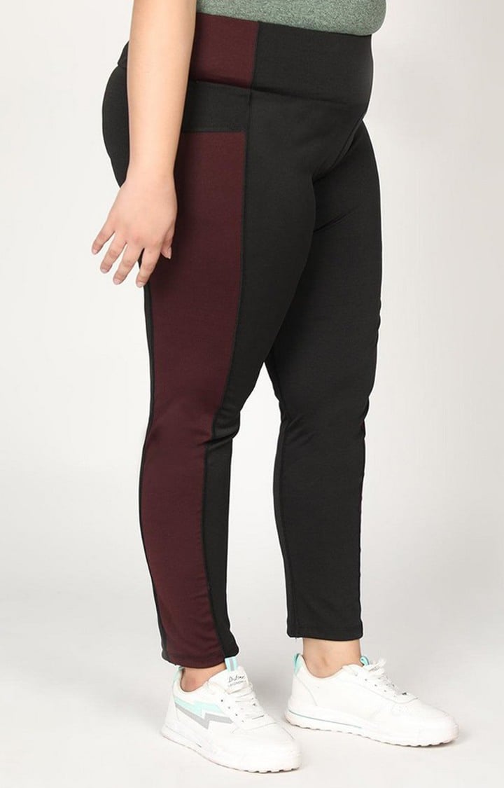 Women's  Black Solid Polyester Tights