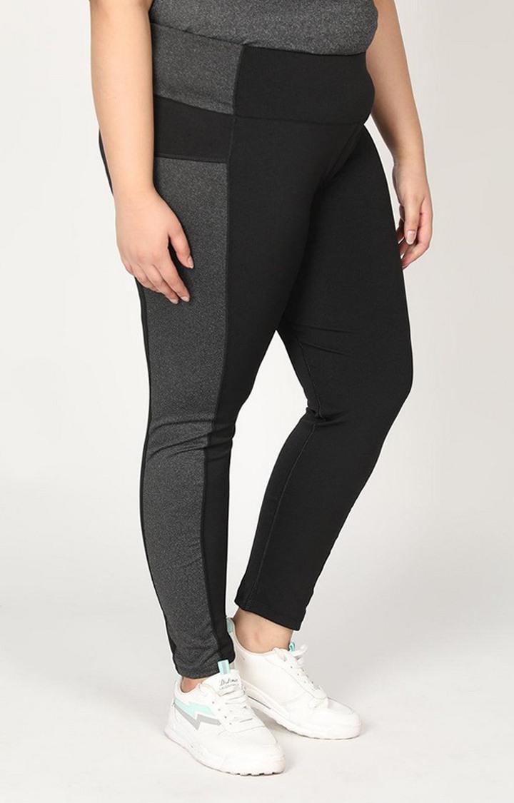 Women's  Grey Solid Polyester Tights