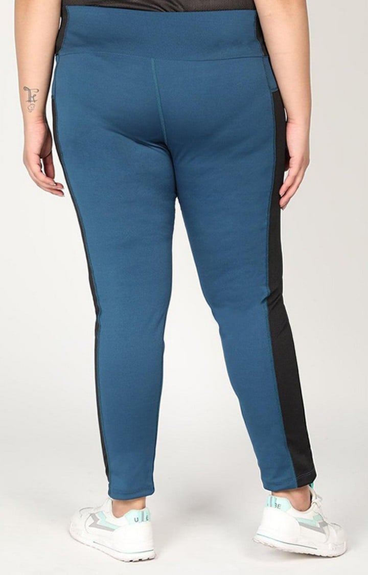 Women's  Blue Solid Polyester Tights