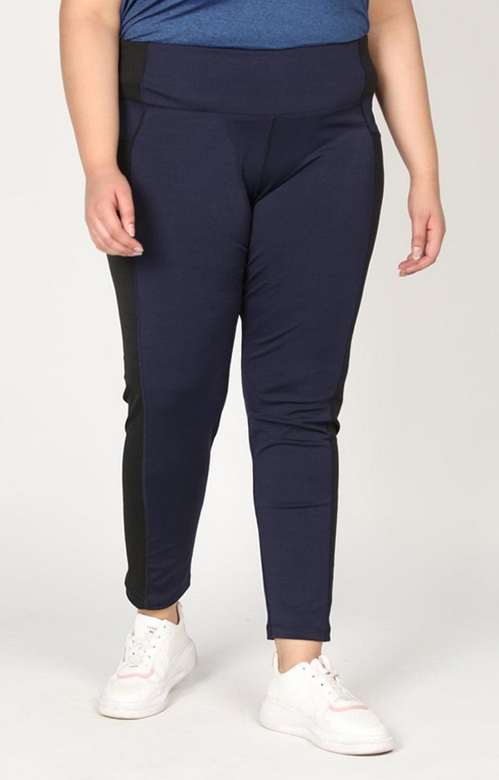 CHKOKKO | Women's  Blue Solid Polyester Tights