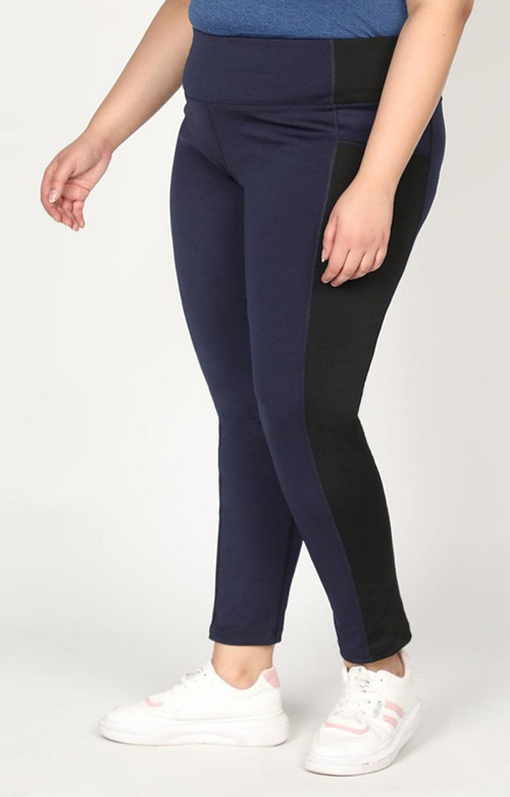 Women's  Blue Solid Polyester Tights