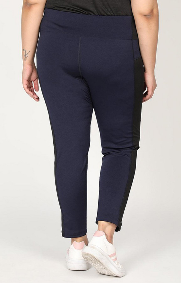 Women's  Blue Solid Polyester Tights