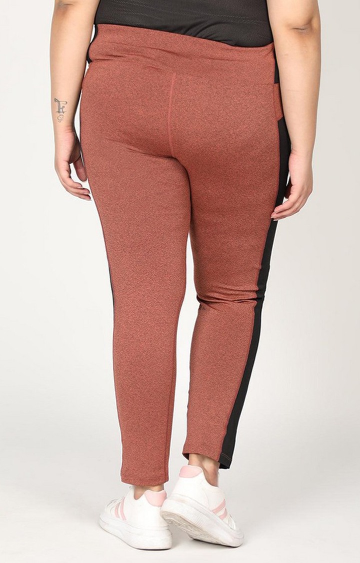 Women's  Orange Solid Polyester Tights
