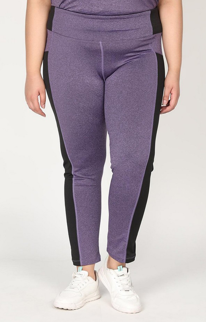 Women's  Purple Solid Polyester Tights