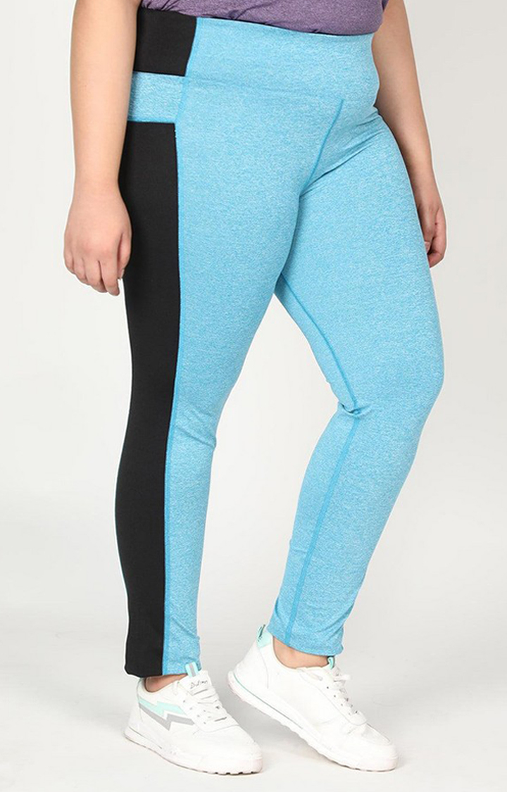 Women's  Blue Solid Polyester Tights