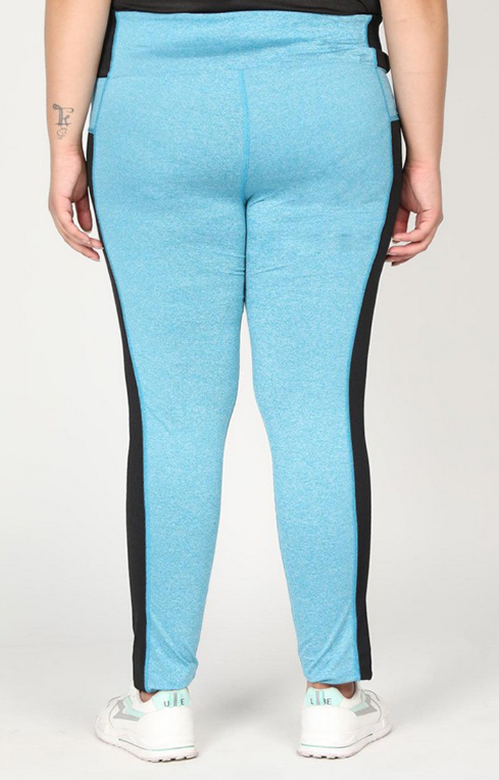 Women's  Blue Solid Polyester Tights