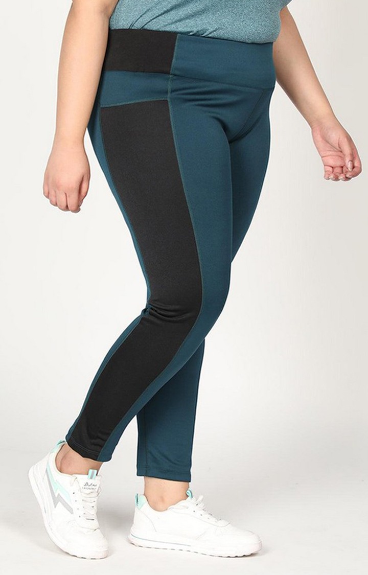 Women's  Blue Solid Polyester Tights