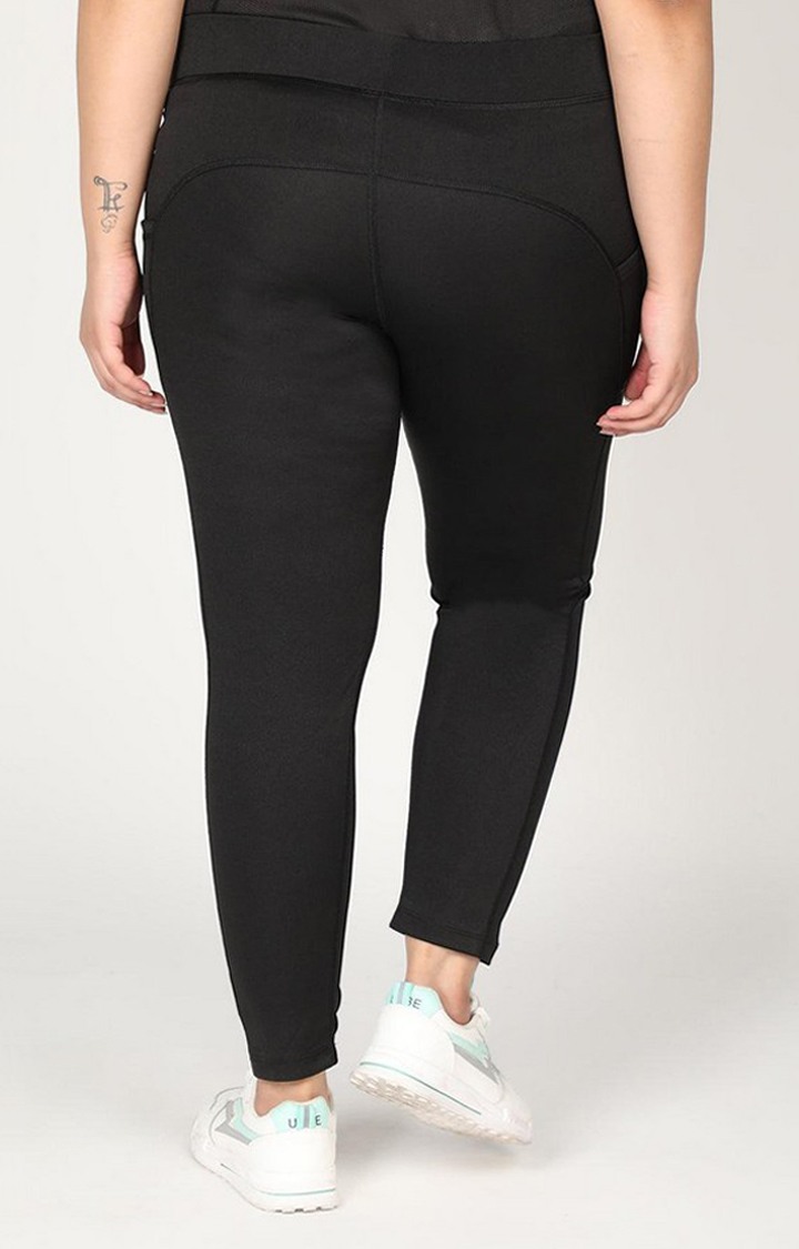 Women's  Black Solid Polyester Tights