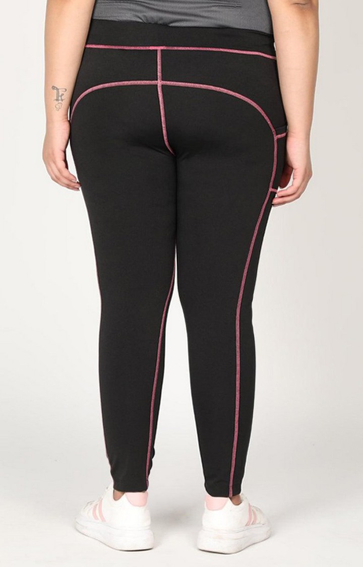 Women's  Black Solid Polyester Tights