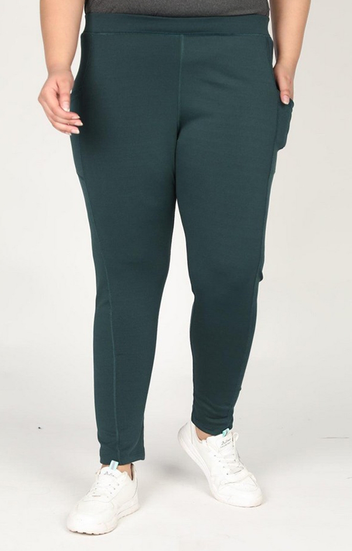 CHKOKKO | Women's  Green Solid Polyester Tights