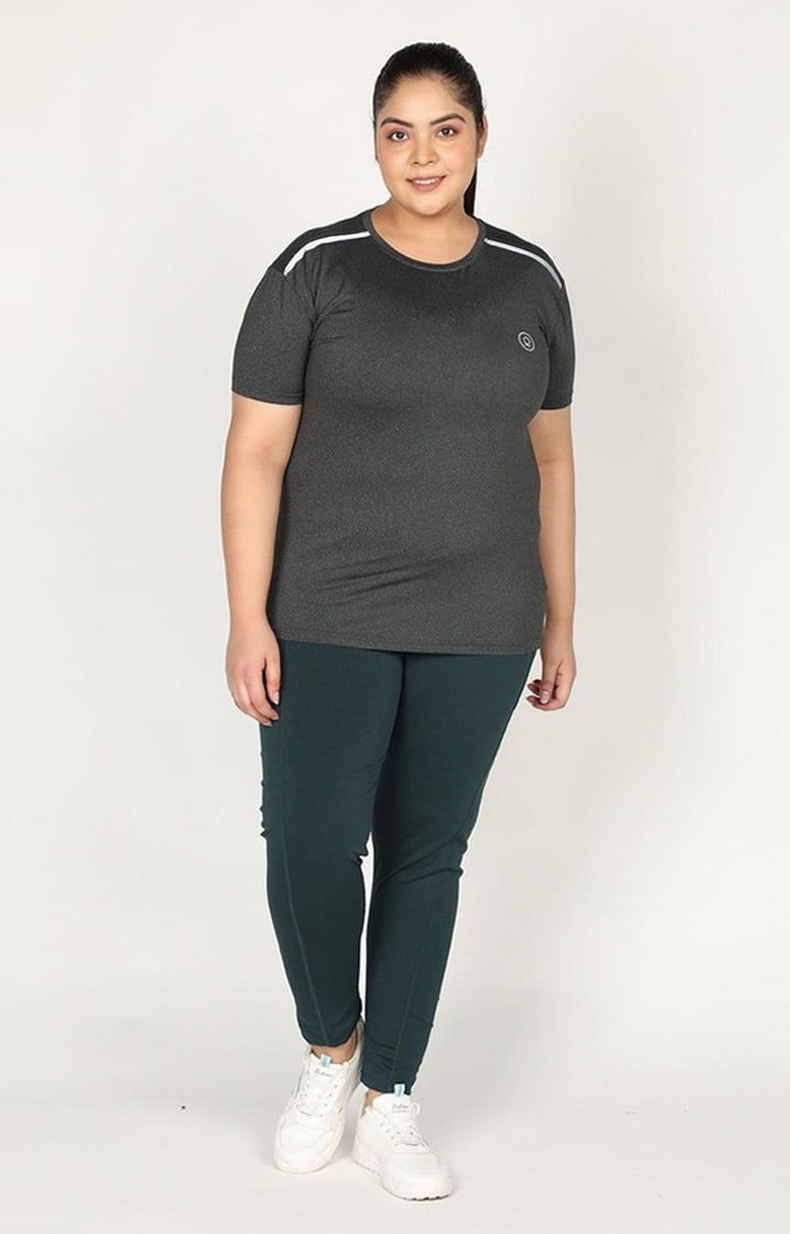 Women's  Green Solid Polyester Tights