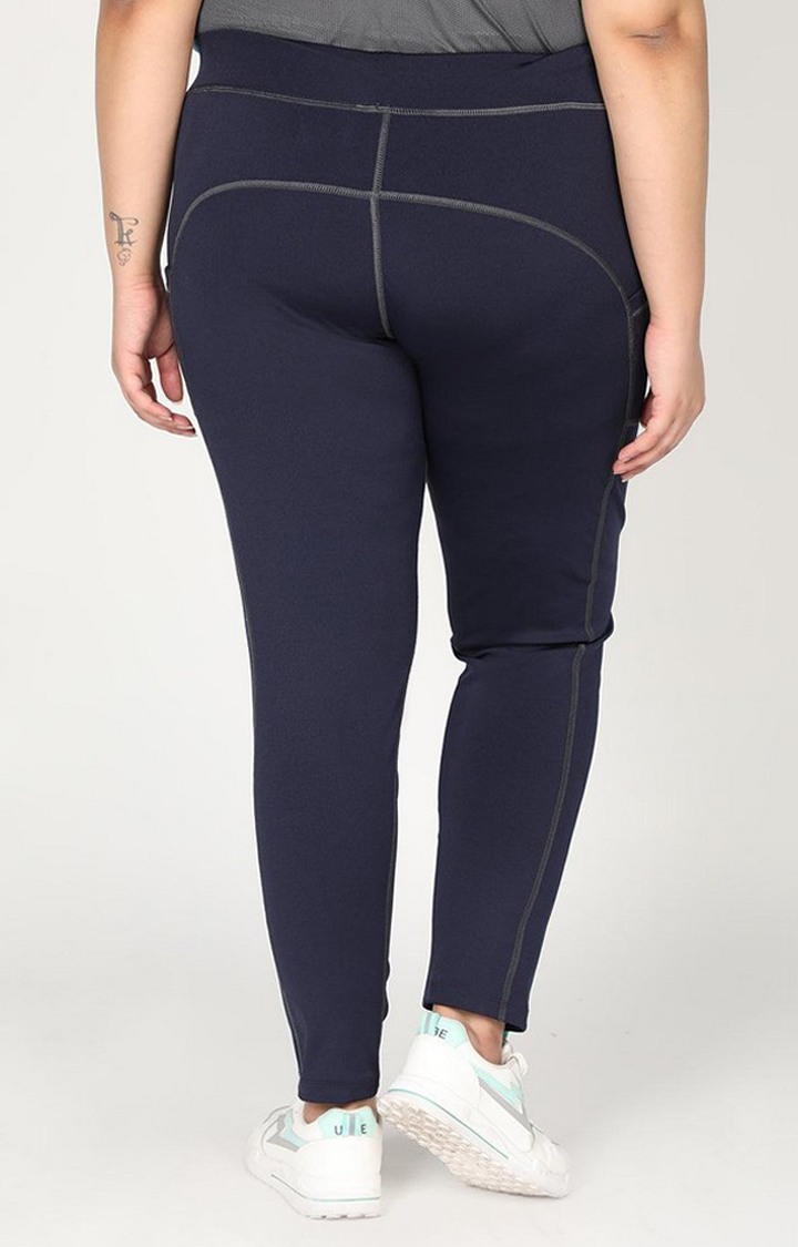 Women's  Blue Solid Polyester Tights