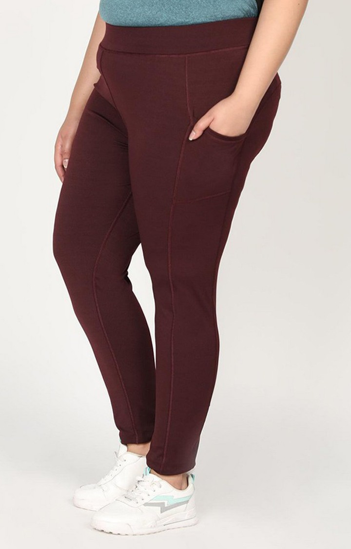 Women's  Red Solid Polyester Tights