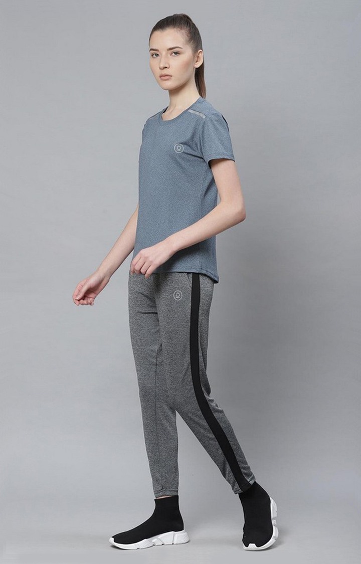 Women's  Grey Solid Polyester Trackpants