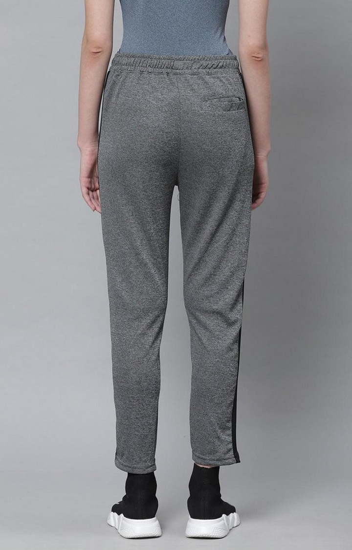 Women's  Grey Solid Polyester Trackpants