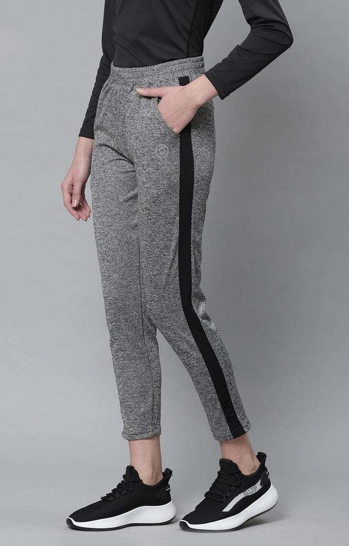 Women's  Grey Solid Polyester Trackpants