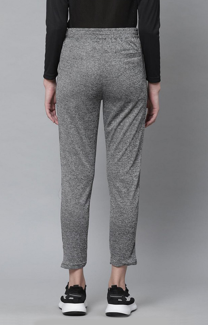 Women's  Grey Solid Polyester Trackpants