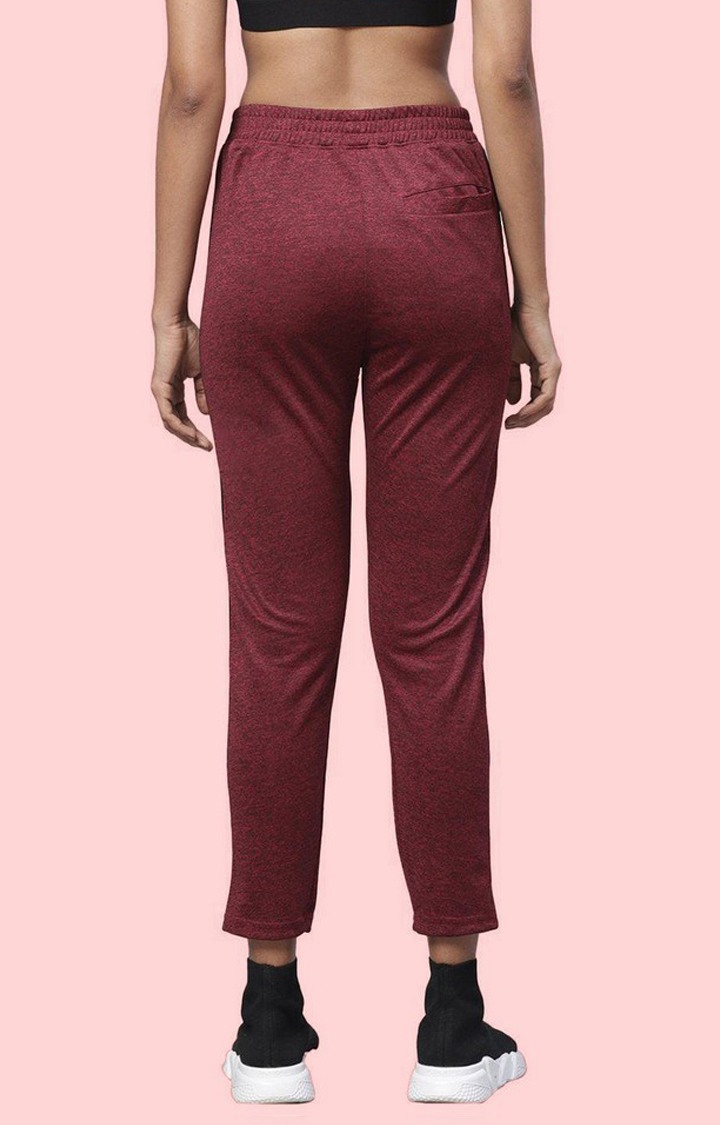 Women's  Red Solid Polyester Trackpants