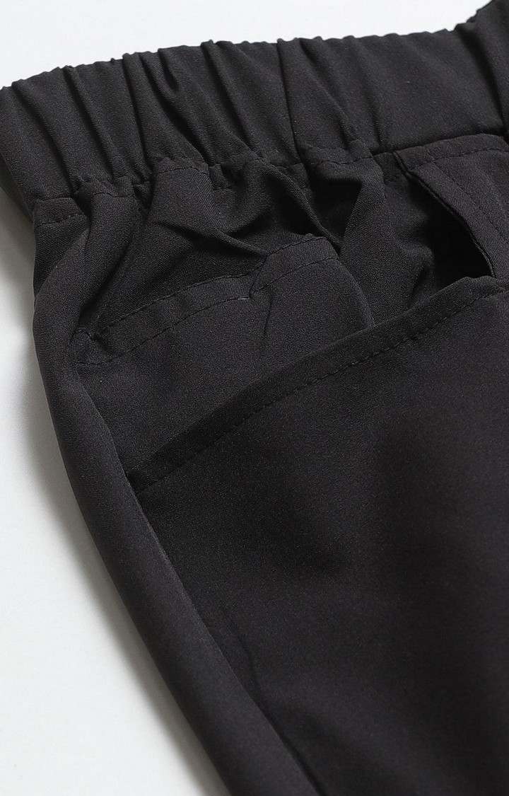 Women's  Black Solid Polyester Trackpants