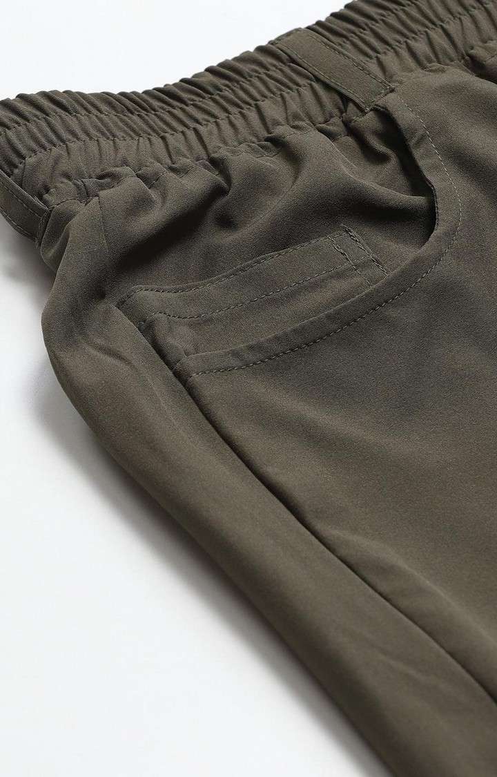 Women's  Green Solid Polyester Trackpants