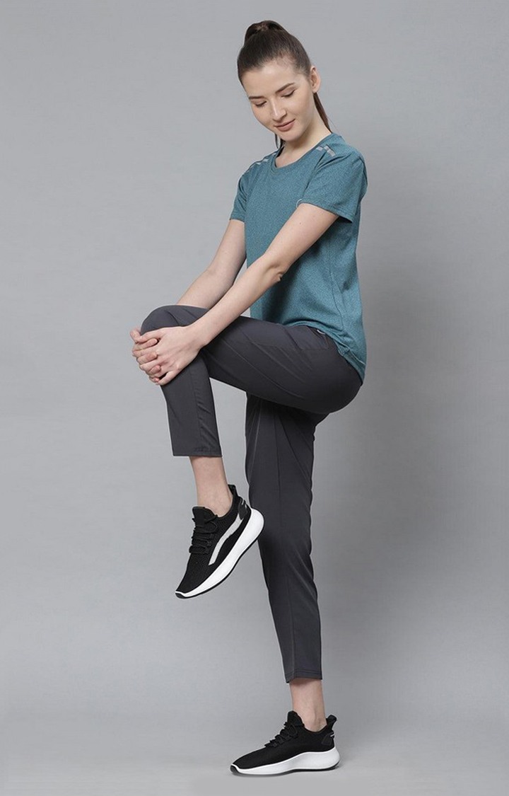 Women's  Grey Solid Polyester Trackpants