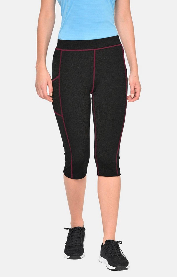 CHKOKKO | Women's  Black Solid Polyester Yoga Pants 0
