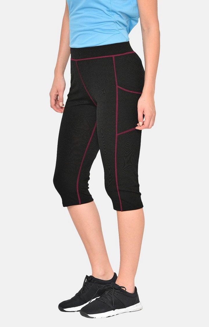 CHKOKKO | Women's  Black Solid Polyester Yoga Pants 2