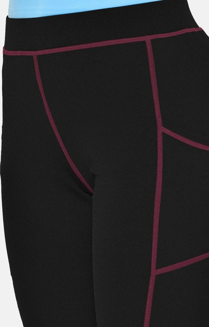 CHKOKKO | Women's  Black Solid Polyester Yoga Pants 5