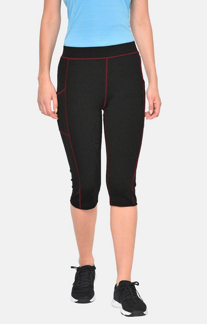CHKOKKO | Women's  Black Solid Polyester Yoga Pants 0