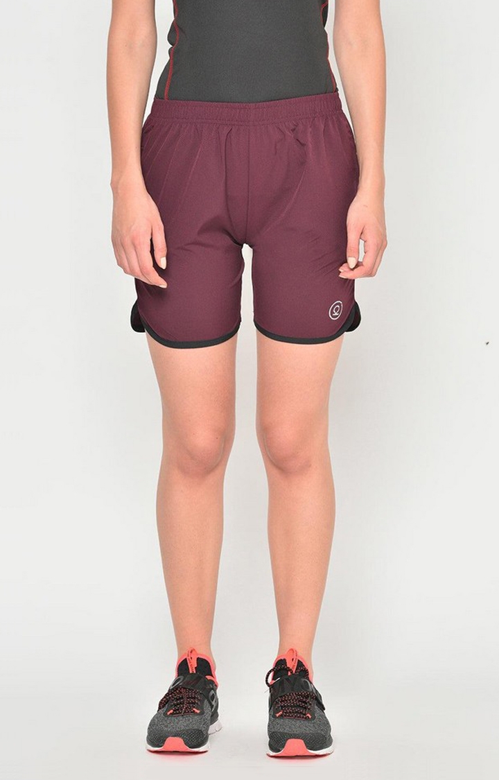 CHKOKKO | Women's  Red Solid Polyester Activewear Shorts