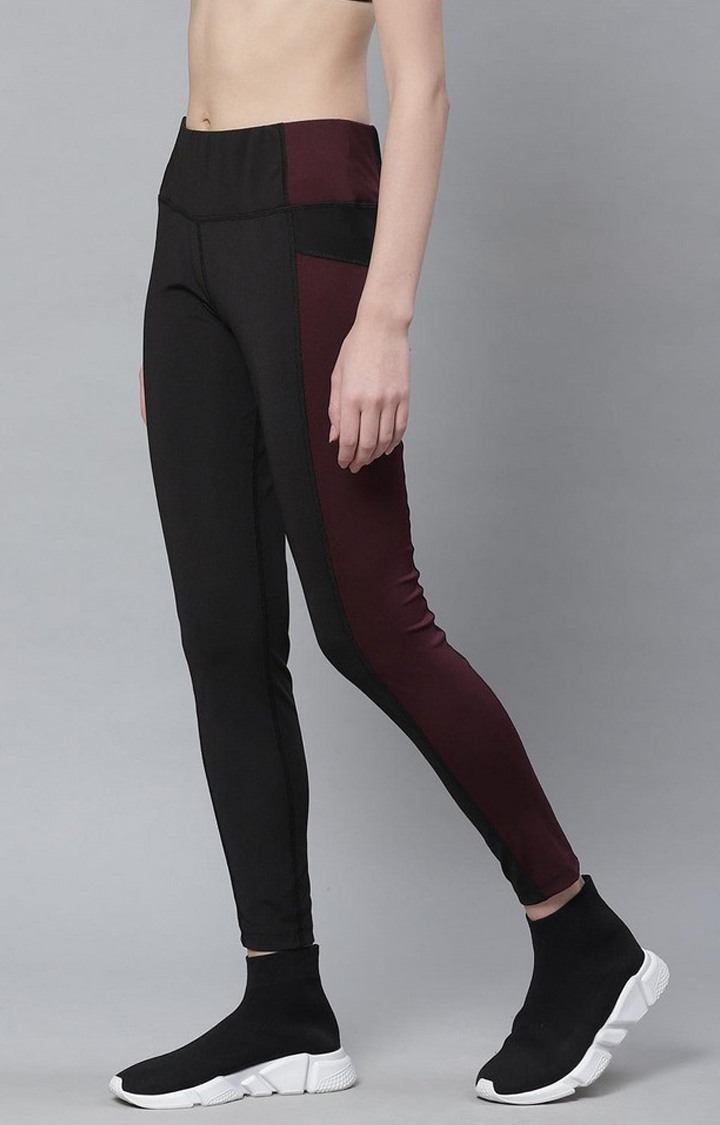 Women's  Black Solid Polyester Tights