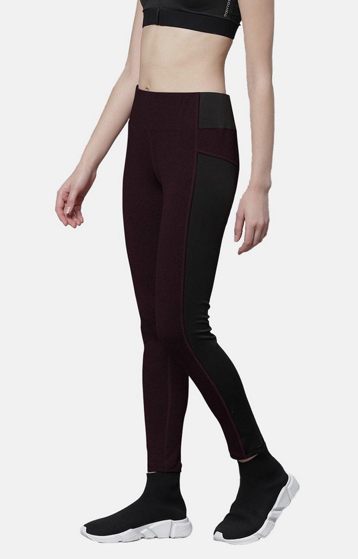 Women's  Red Solid Polyester Tights