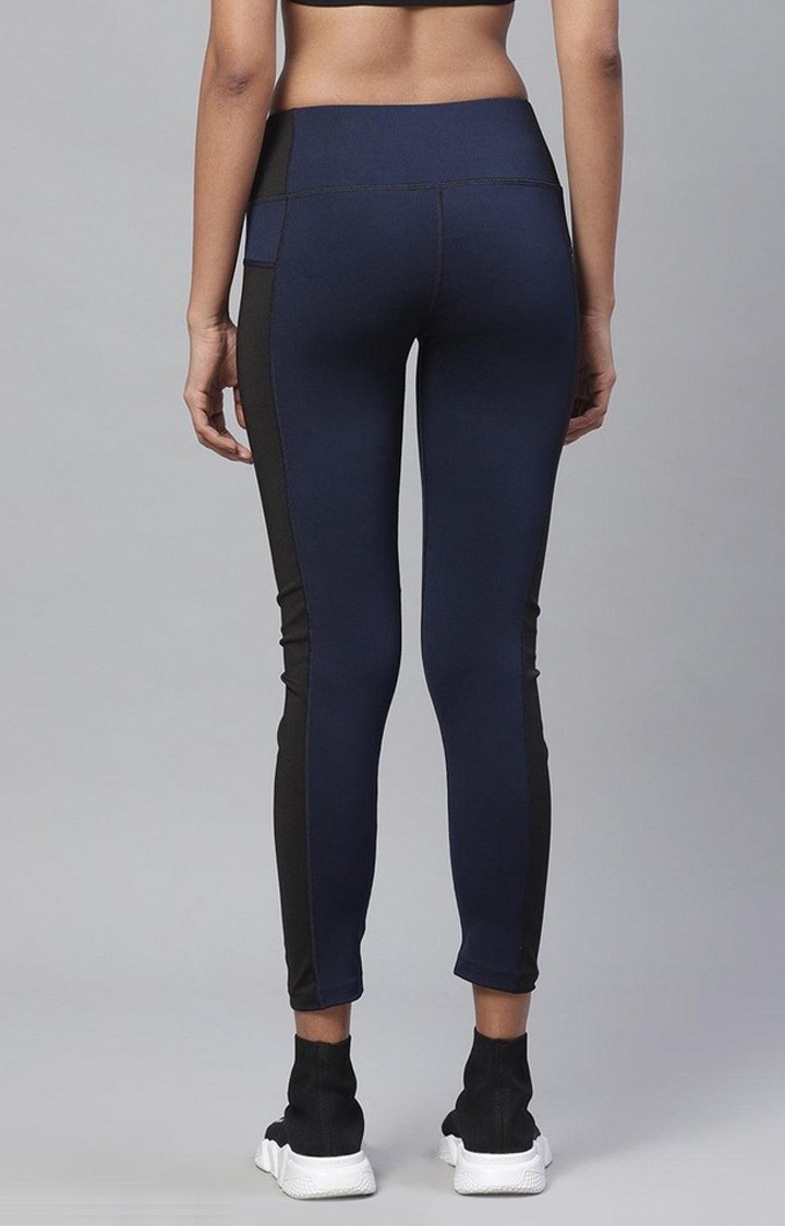 Women's  Blue Solid Polyester Tights