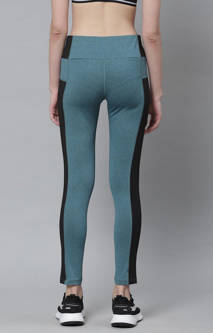 Women's  Green Solid Polyester Tights