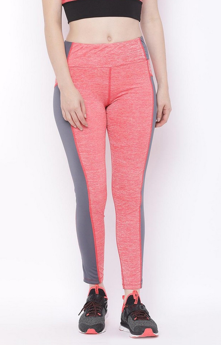 CHKOKKO | Women's  Red Solid Polyester Tights