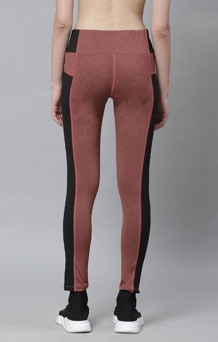 Women's  Orange Solid Polyester Tights