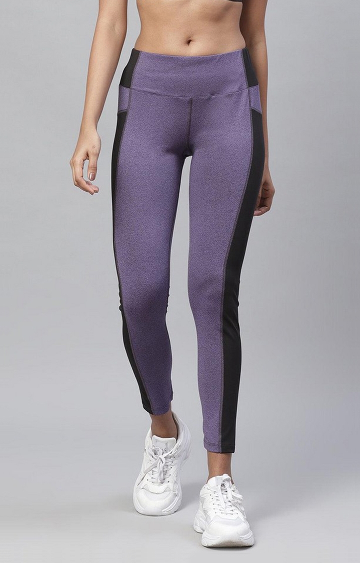 CHKOKKO | Women's  Purple Solid Polyester Tights