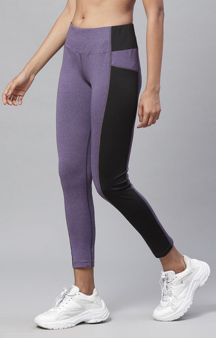 Women's  Purple Solid Polyester Tights