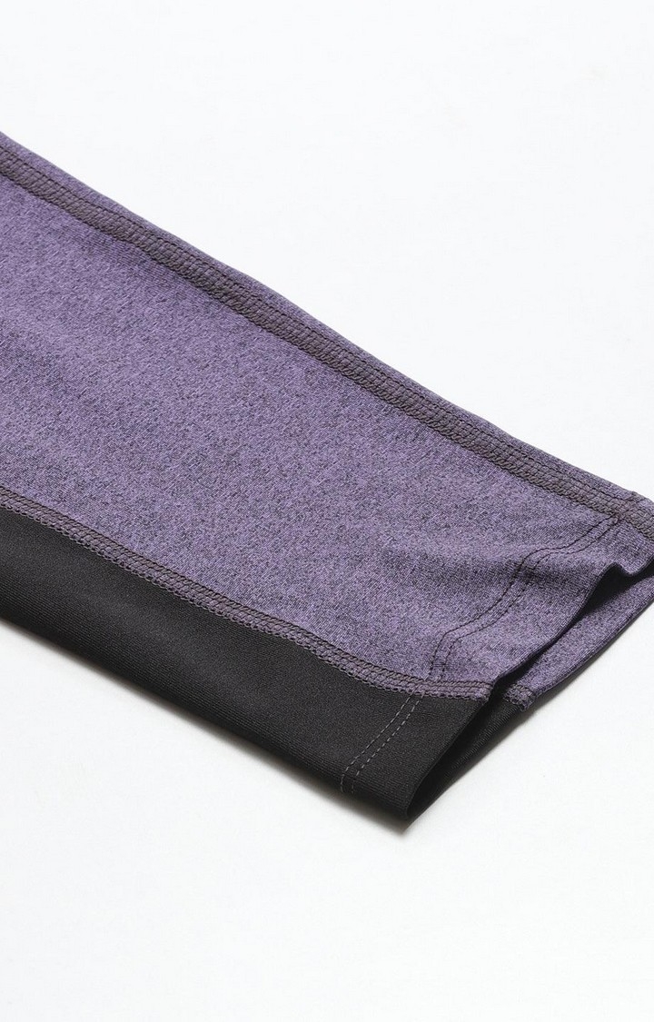 Women's  Purple Solid Polyester Tights