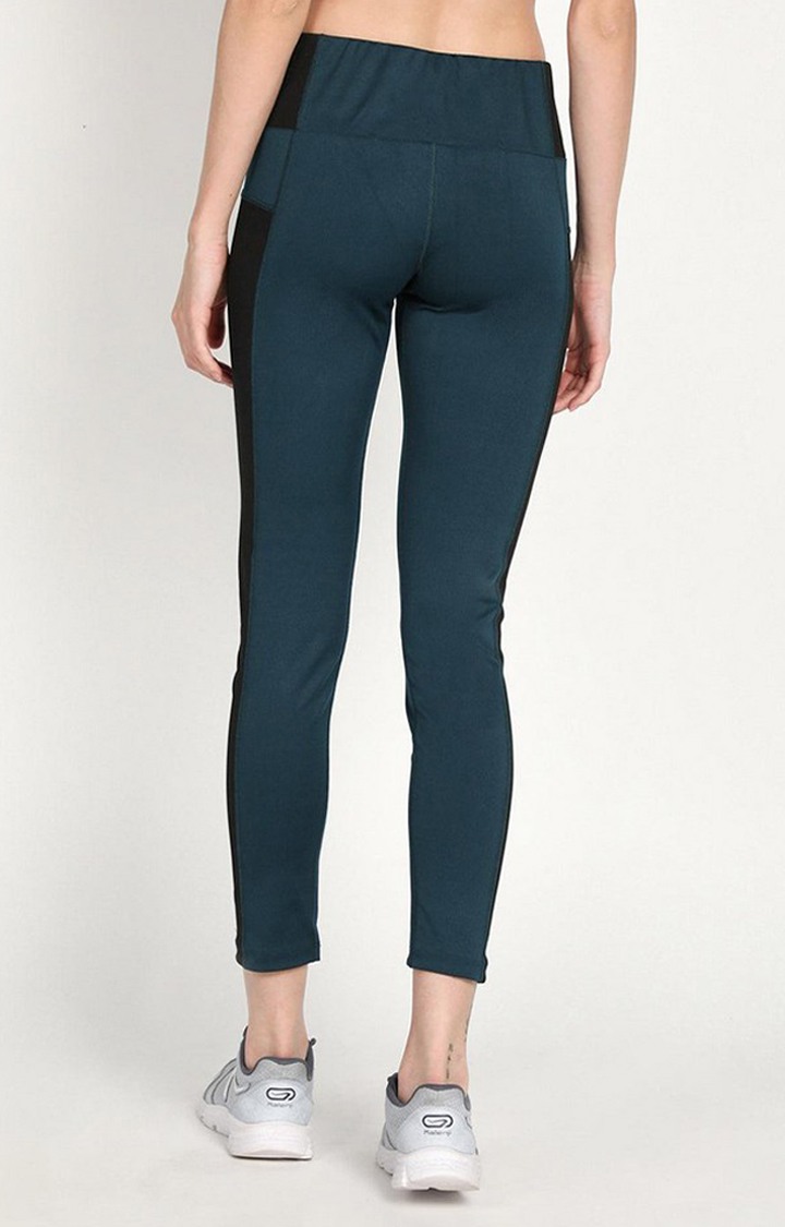 Women's  Blue Solid Polyester Tights