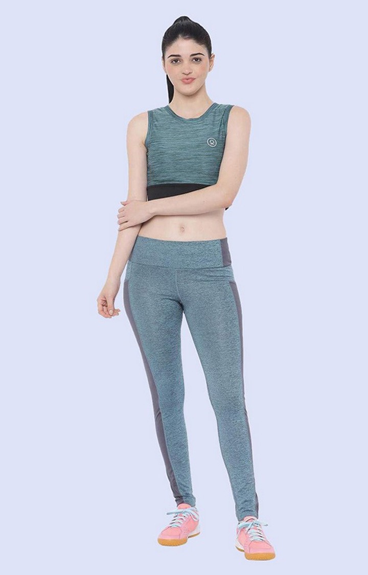 Women's  Blue Solid Polyester Tights