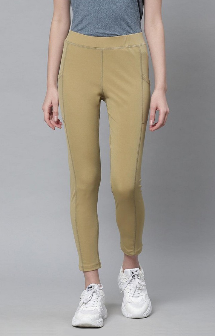 Women's  Brown Solid Polyester Tights