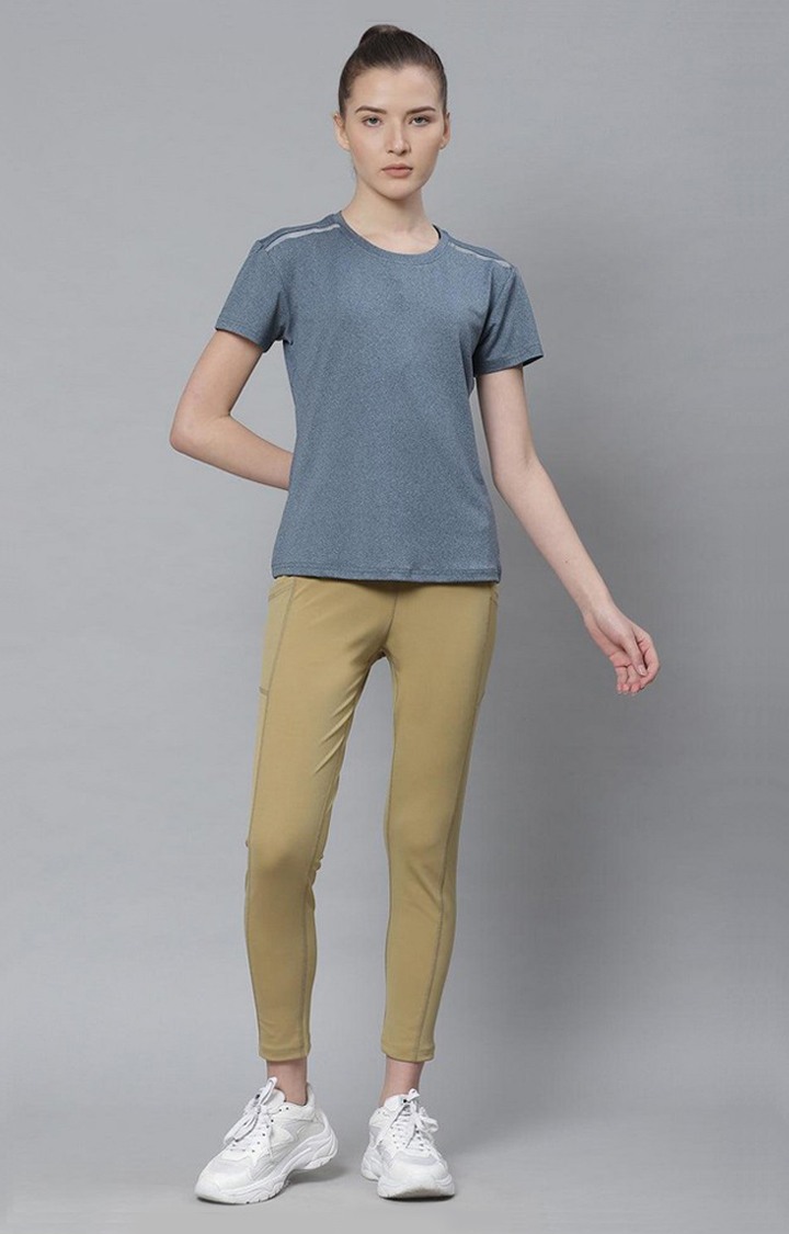 Women's  Brown Solid Polyester Tights