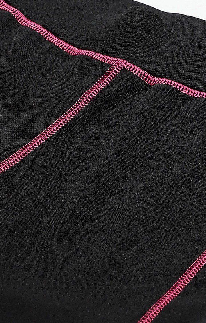 Women's  Black Solid Polyester Tights
